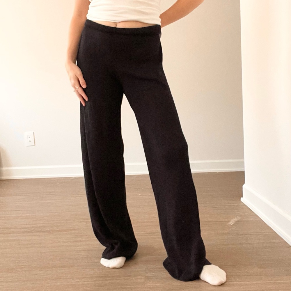 Vintage Eddie Bauer Navy Wide Leg Stretchy Pants